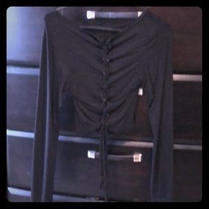 Lace up back black crop top